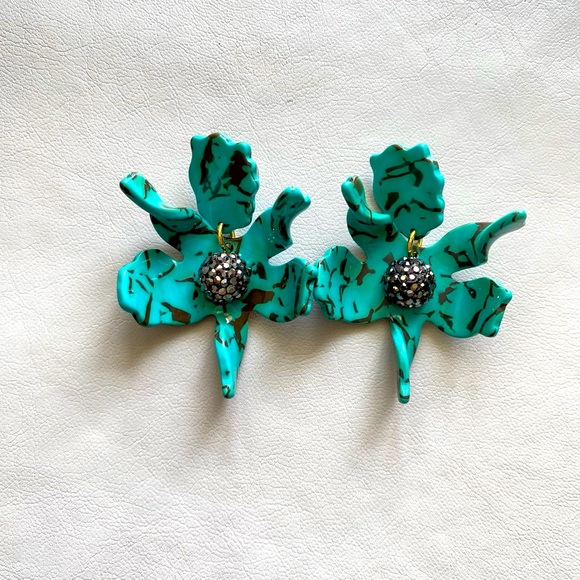 Lele Sadoughi 10 Year Anniversary Turquoise Small Crystal Lily Earrings NEW - Picture 12 of 13